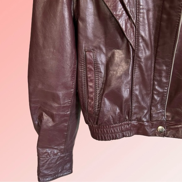 VINTAGE BERMAN'S PURPLE LEATHER RACER JACKET - Picture 5 of 8